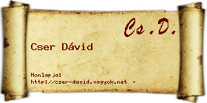 Cser Dávid névjegykártya